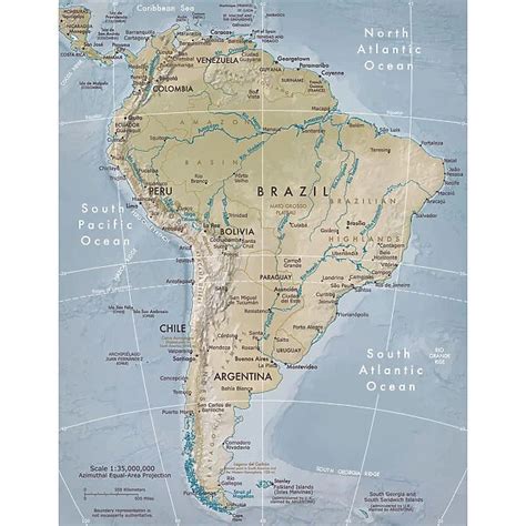 Physical Map Of South America Our Beautiful Wall Art And Photo Ts