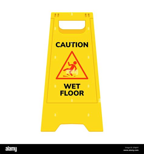 Wet Floor Sign Safety Yellow Slippery Floor Warning Icon Vector