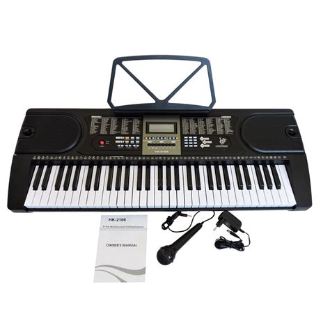 Teclado Musical 61 Teclas Hk 2106 Visor Lcd Fonte Bivolt Suporte