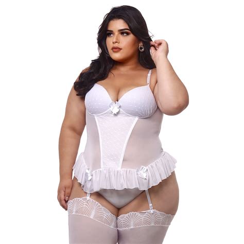 Espartilho Plus Size Em Tule Com Detalhes De Lacinhos Macler Em 10x Sem