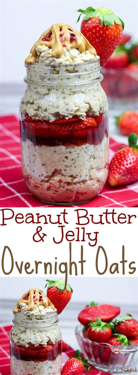 Healthy Peanut Butter And Jelly Overnight Oats Recipe In A Jar Easy