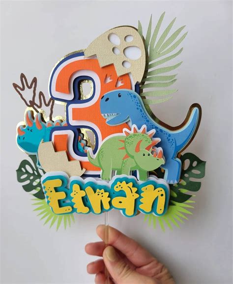 Dinosaur Cake Topper Roar Theme Dinosaur Party 3 Rex Etsy Artofit