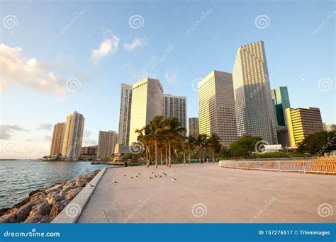 Bayfront Park and Downtown Skyline, Miami Stock Image - Image of ...