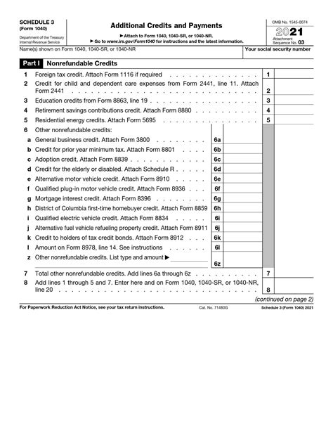 IRS Schedule 3 Form 1040 or 1040-SR ≡ Fill Out Printable PDF Forms