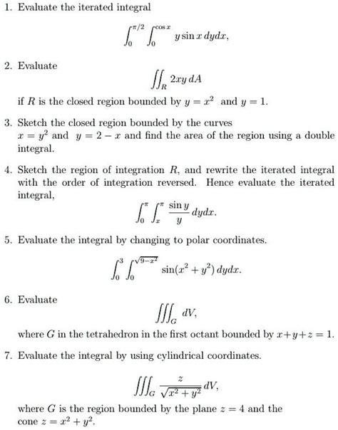 Solved Evaluate The Iterated Integral Cos Ysin Dydx Evaluate Hr Y