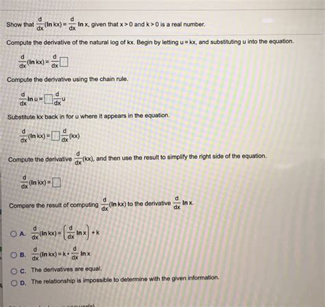 Solved D Show That Dx In Kx Dx In X Given That X 0 And