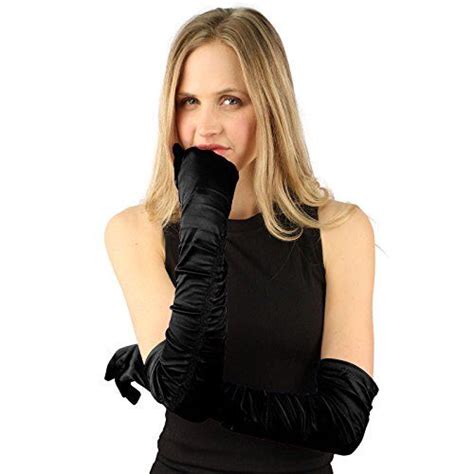 Elegant Satin Shiny Stretchy 16 20 Shirred Opera Length Dress Gloves