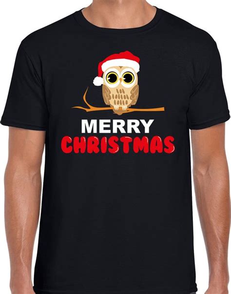 Bellatio Decorations Leuk Dieren Kerst T Shirt Christmas Uil Heren