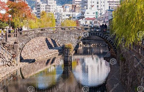 Megane Bashi Spectacles Bridge In Nagasaki Japan Editorial Photography