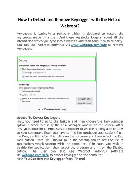 Ppt How To Detect And Remove Keylogger With The Help Of Webroot Powerpoint Presentation Id
