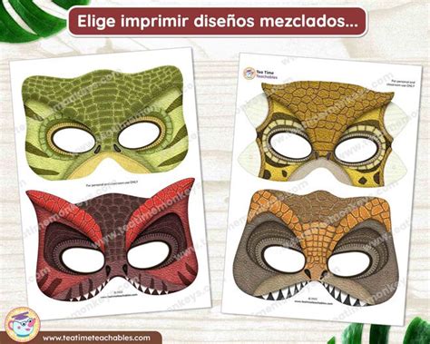 Máscaras de Dinosaurios para Imprimir Tea Time Teachables