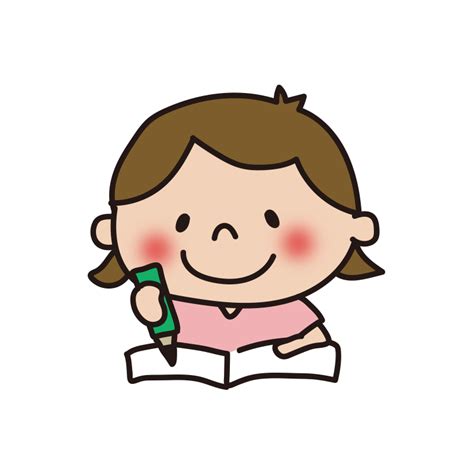 勉強している子供（男の子）の無料フリーイラスト かわいい手描きの無料素材「てがきっず」保育園・小学校・介護施設にぴったりのフリー素材イラスト