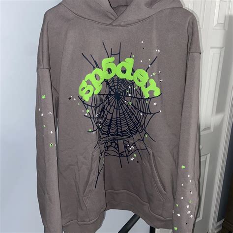 The Sp5der Wait Web Hoodie Slate Grey Is A Depop