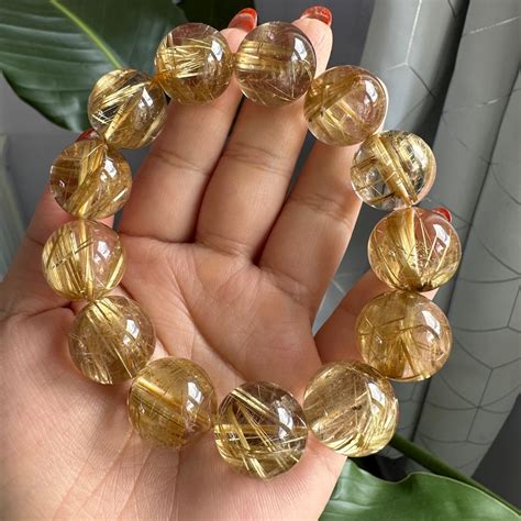 Premium Golden Rutilated Quartz Bracelet Hight End Fine Crystal