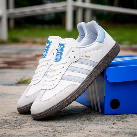 Jual SALE SNEAKER ADIDAS SAMBA ORIGINAL WHITE BLUE SOL GUM SEPATU