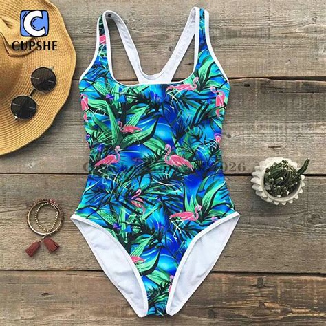 Cupshe Mystical Rainforest Flamingo One Piece Swimsuit Summer Sexy