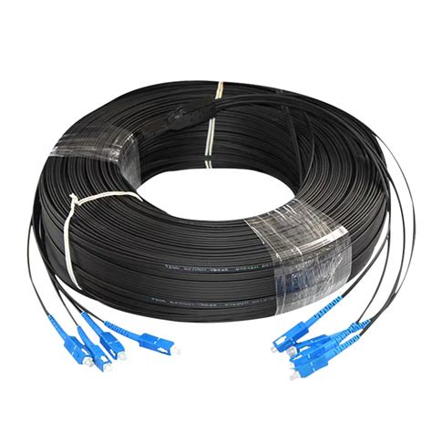 Ftth Outdoor Optical Fiber Drop Cable G A Black Jacket Steel Wire