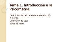 Tema 1 Introducción a la Tema 1 Introducción a la Psico Apuntes de