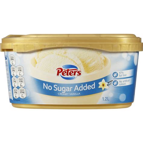 Peters Ice Cream No Added Sugar Creamy Vanilla 12l Tub Woolworths