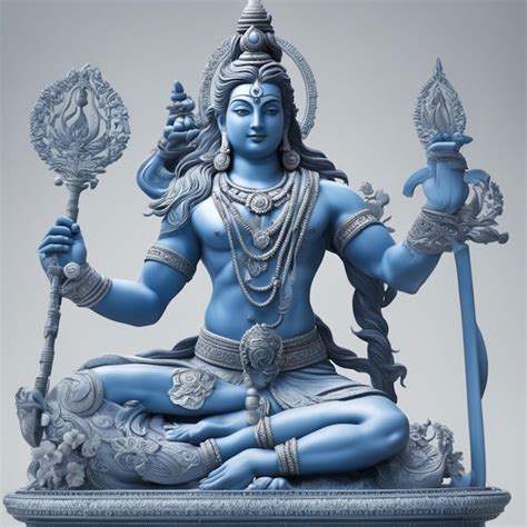 Premium AI Image | A hindu god shiva blue statue white background