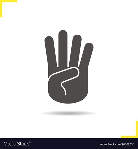 Four Fingers Up Hand Gesture Icon Royalty Free Vector Image