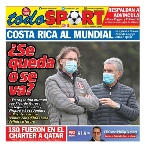 Portada Impresa Diario Todo Sport 15062022 Todo Sport