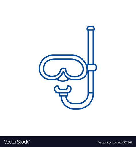 Diving Mask Line Icon Concept Flat Royalty Free Vector Image