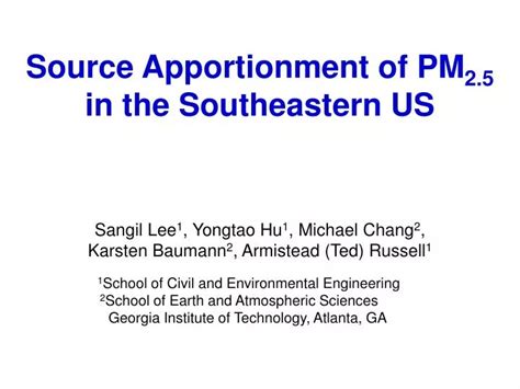 Ppt Source Apportionment Of Pm In The Southeastern Us Powerpoint