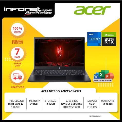 Jual Cncintel Acer Nitro V Anv15 I7 13620h 16gb 512gb Rtx 2050 15 6