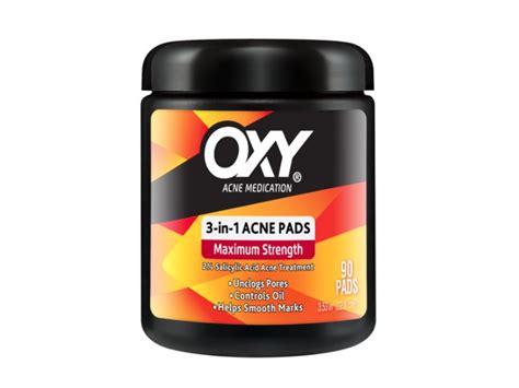 Oxy Acne Medication 3-In-1 Acne Pads, Maximum Strength, 90 Count ...