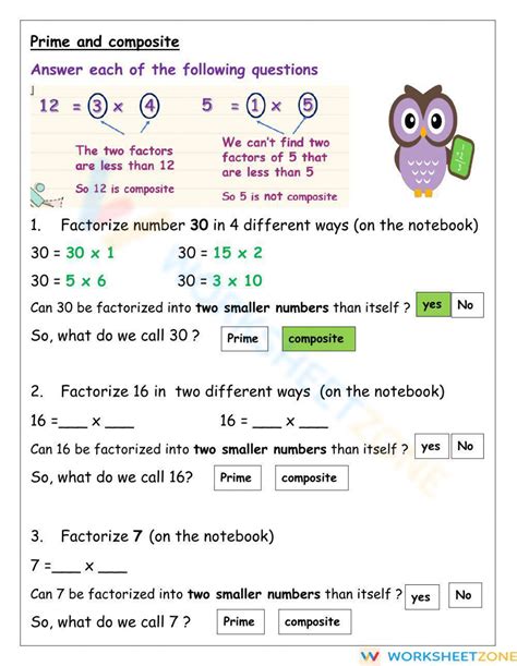 Prime And Composite Numbers Worksheet Worksheets Library