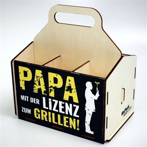 Bierträger aus Holz Sixpack Männer Papa mit der Lizenz zum Grillen