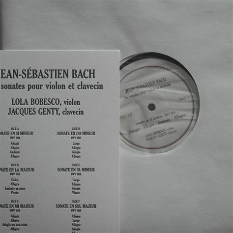 Bach 6 Sonatas For Violin And Harpsichord BWV 1014 1019 Record Player