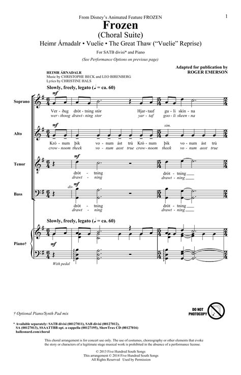 Frozen Choral Suite By Roger Emerson Sheet Music For Satb Choir At