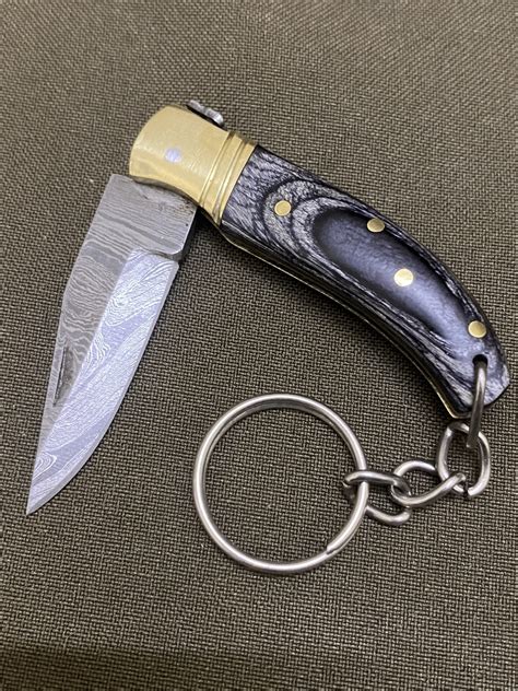 Full Handmade Damascus Keychain Folding Knife Zulfiqar Industries