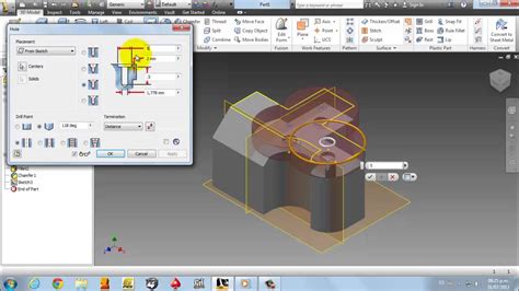 Autodesk Inventor Tutorial Fillet Chamber Emboss Hole Shell Youtube