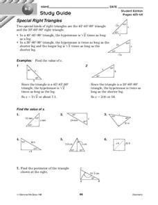 Special Right Triangles Worksheet for 10th Grade | Lesson Planet