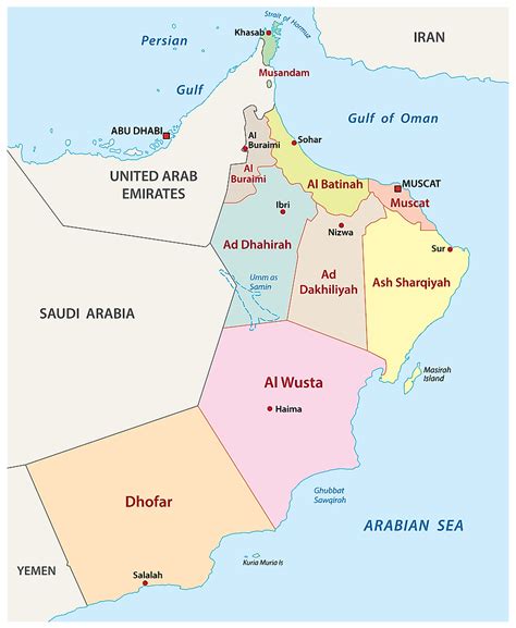 Oman Political Map With Capital Muscat National Borders 49 Off