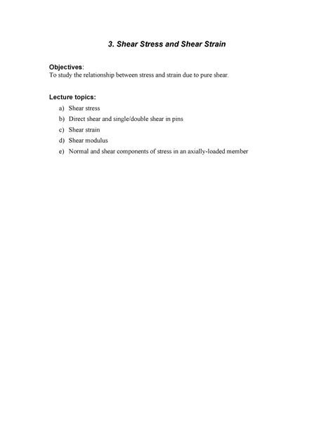 Shear Stress And Shear Strain Shear Stress And Shear Strain