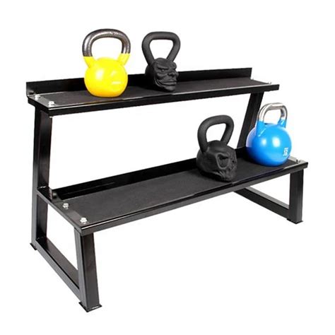 Commercial Dual Tier Hex Dumbbell Storage Rack Kettlebell Racks For Gym