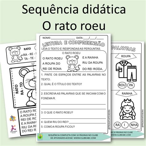 Sequência didática para alfabetização O rato roeu