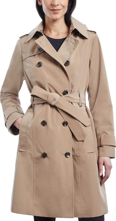 London Fog Women S Double Breasted Hooded Trench Coat ShopStyle