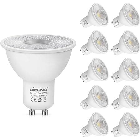 DiCUNO GU10 LED Bulbs Cool White 6000K 5 5W 340LM Energy Saving GU10