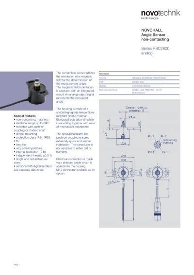 Novohall Angle Sensor Non Contacting Series Novotechnik