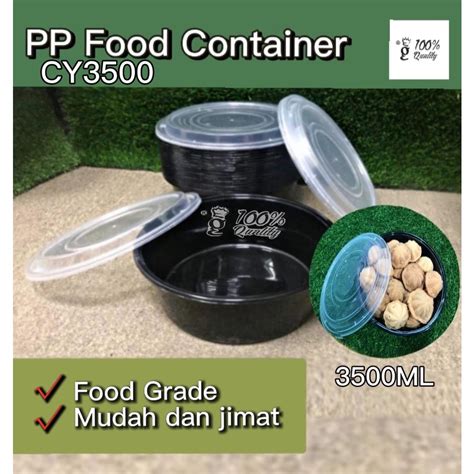 CY3500 BLACK PP Round Container With Lid 5pcs Disposable Plastic Food