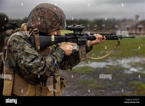 A U S Marine Corps Recruit With Echo Company 2nd Recruit Training