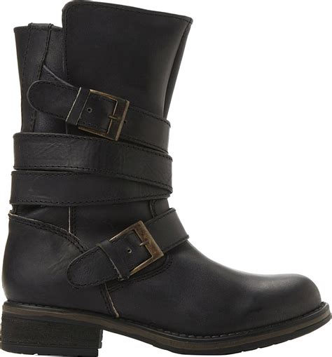 Steve Madden Kindell Leather Biker Boots In Black Leather Black Lyst