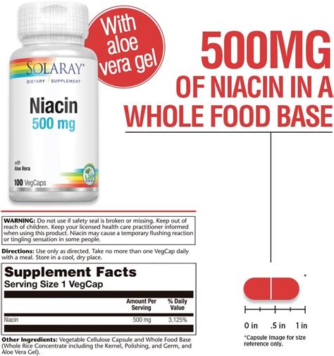 Solaray Niacina 500 Mg Vitamina B3 Salud De La Piel Cardiovascular