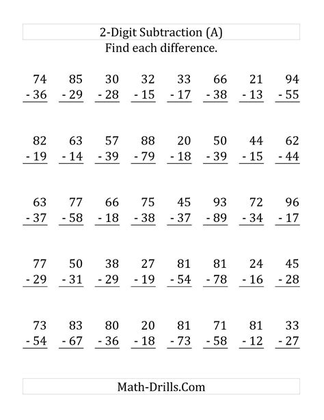 Subtracting Numbers With Regrouping