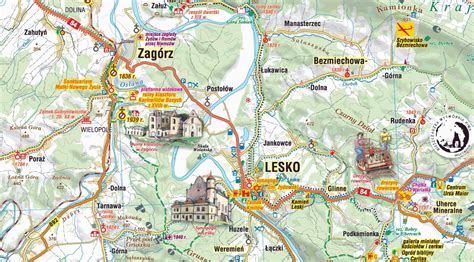 Bieszczady Mapa Atrakcji Turystycznych Compass